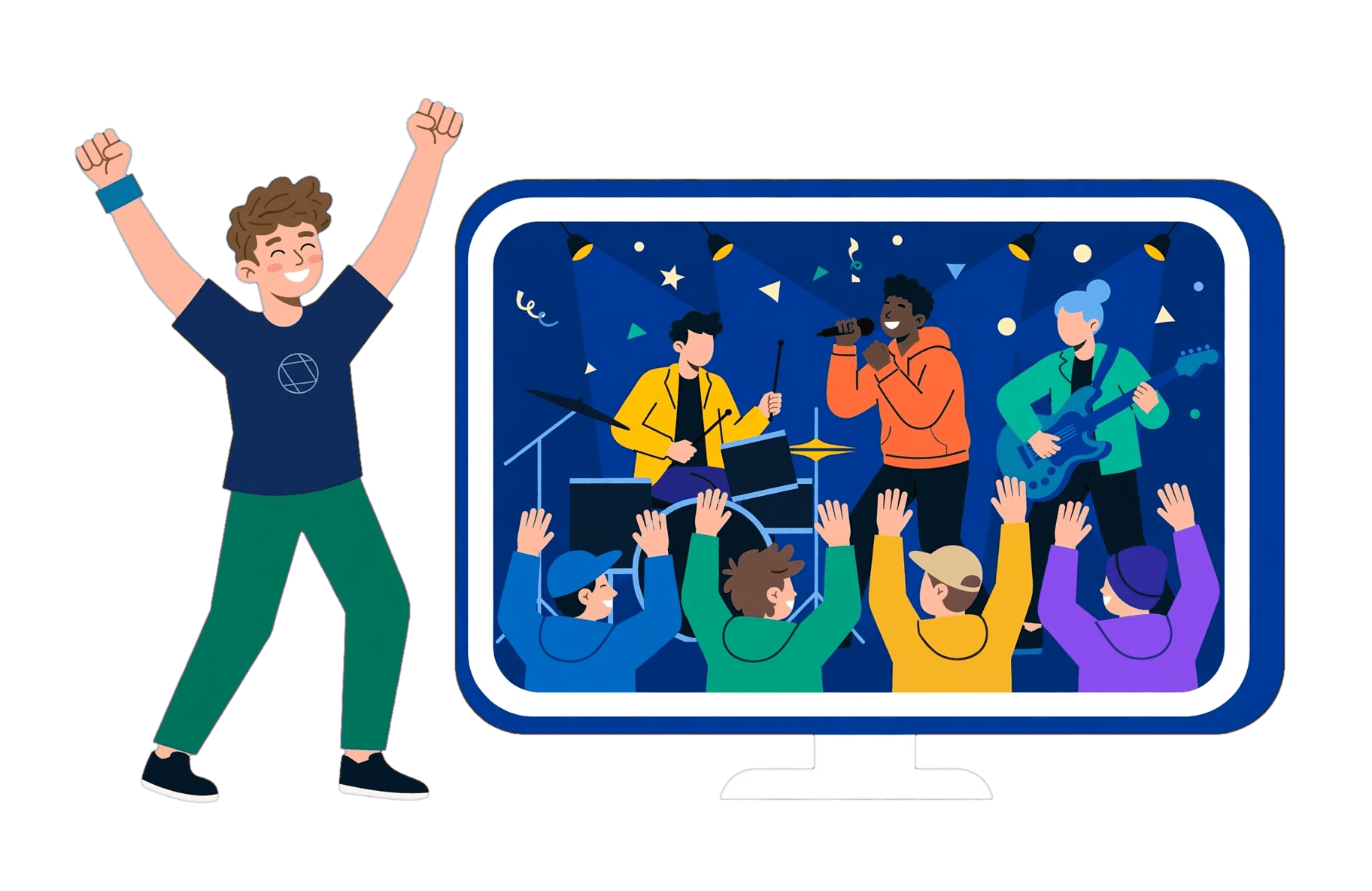 Illustration: Live-Übertragung auf einem großen Bildschirm über einen Enigma2-Receiver